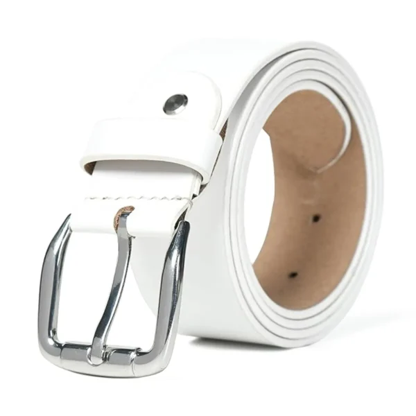 Classic White Leather Belt for Men | Genuine Leather Formal & Casual Wear Belt