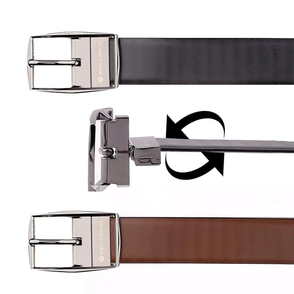 Black Reversible Leather Belt for Men | Genuine Leather Dual-Side Formal & Casual Belt - Image 2
