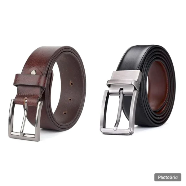 Brown and Black Premium Leather Belt for Men
